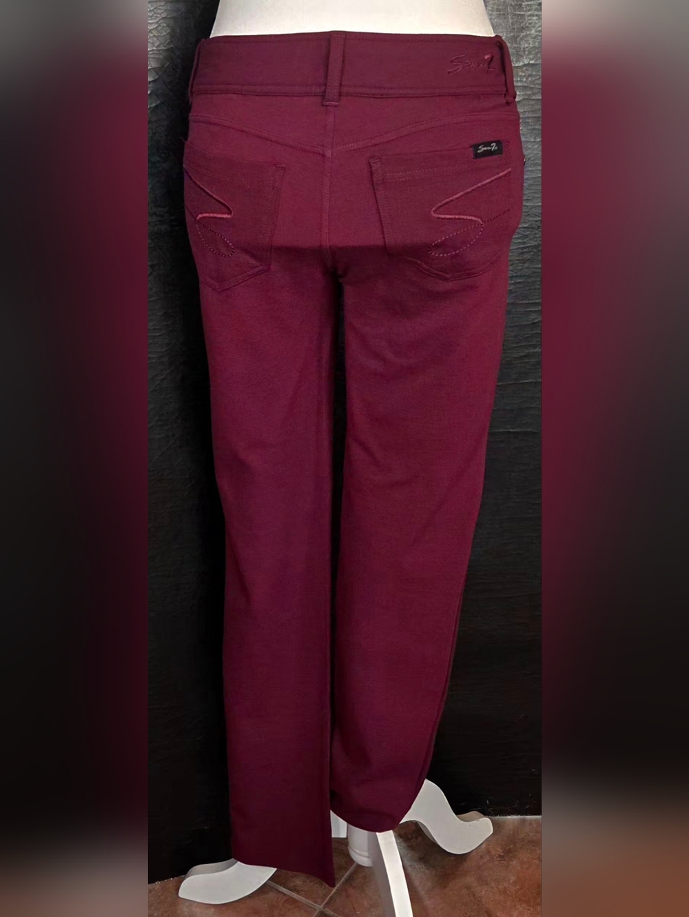 Seven7 Burgundy Skinny Pants Low Rise Stretch Jeans 4P Petite - Picture 9 of 15